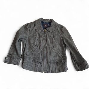 y2k Forever21 Cotton Canvas Striped Baby Doll Peter Pan Collar Cropped Jacket ✨